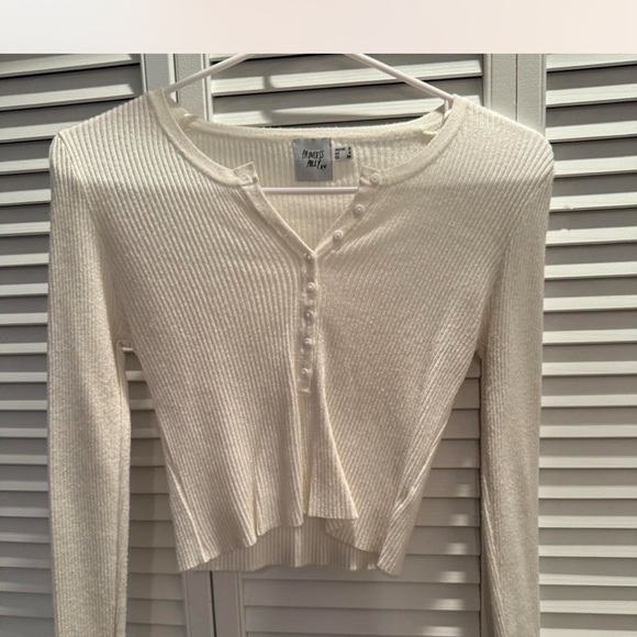 White Ribbed Crop Top - Picture 2 of 4